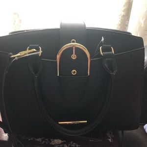 Anne Klein Black Purse Gold Hardware Buckle
